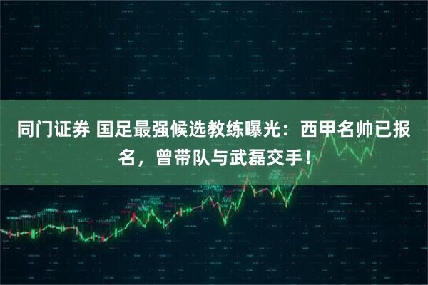 同门证券 国足最强候选教练曝光：西甲名帅已报名，曾带队与武磊交手！